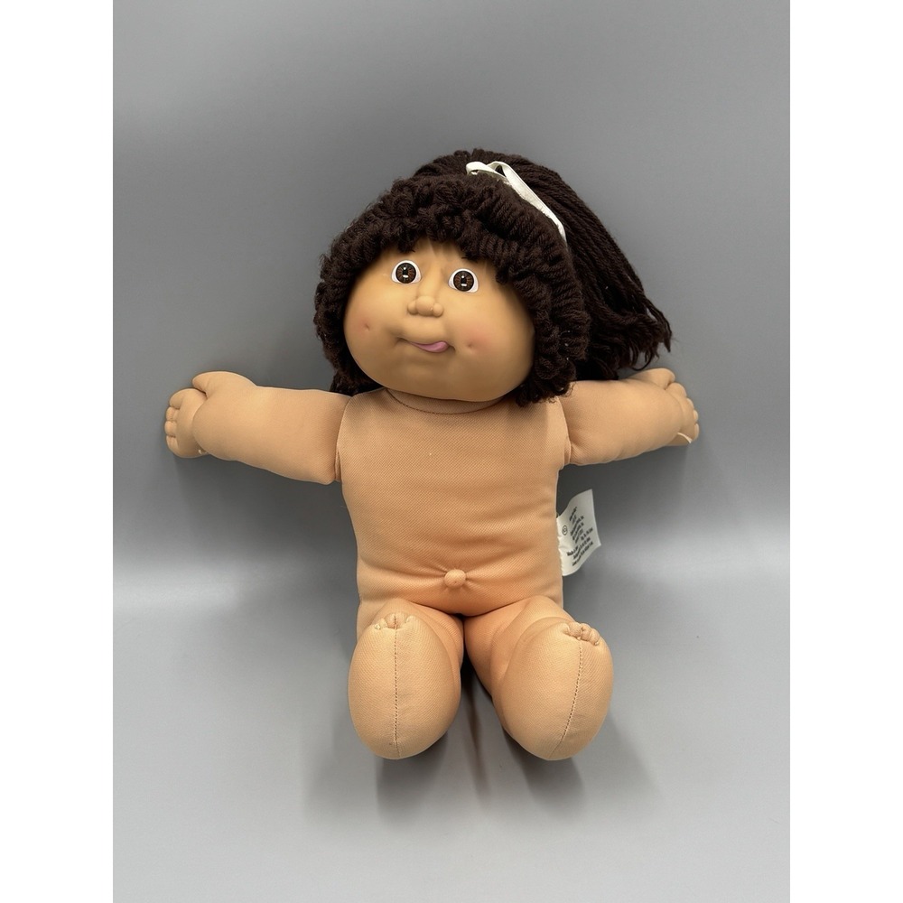 Vintage Cabbage Patch Kids Brown Hair Eyes Dimples Tongue Out Caleco